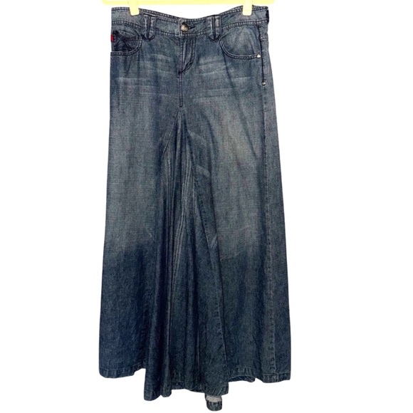 Vintage Fire Jeans Denim Jean Flare Maxi Skirt Size 7 Y2K - Picture 1 of 15